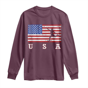 Patriotic Soccer Long Sleeve Shirt USA American Flag Team TS11 Maroon Print Your Wear