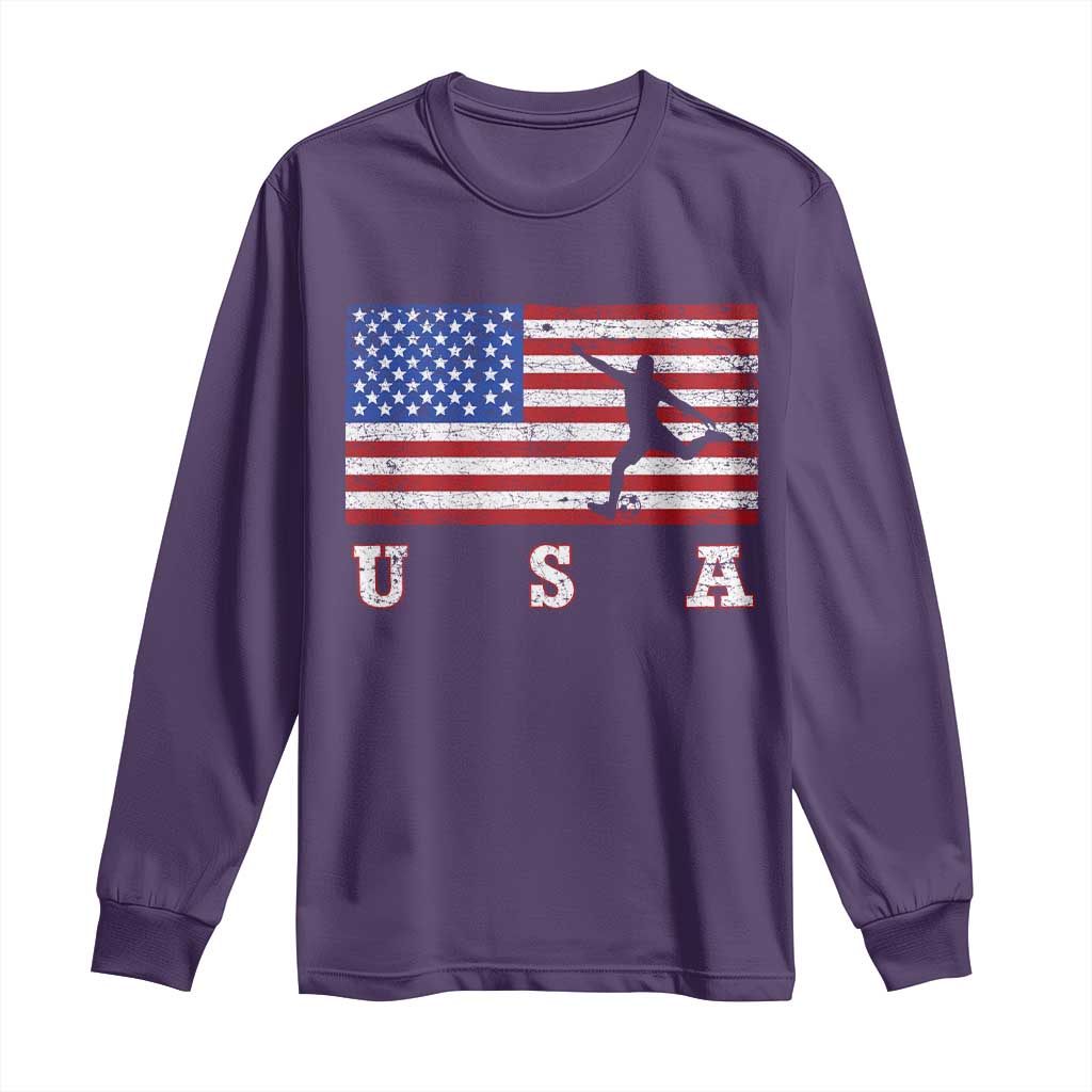 Patriotic Soccer Long Sleeve Shirt USA American Flag Team TS11 Purple Print Your Wear