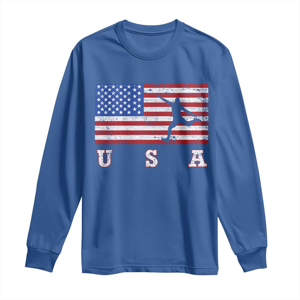 Patriotic Soccer Long Sleeve Shirt USA American Flag Team TS11 Royal Blue Print Your Wear