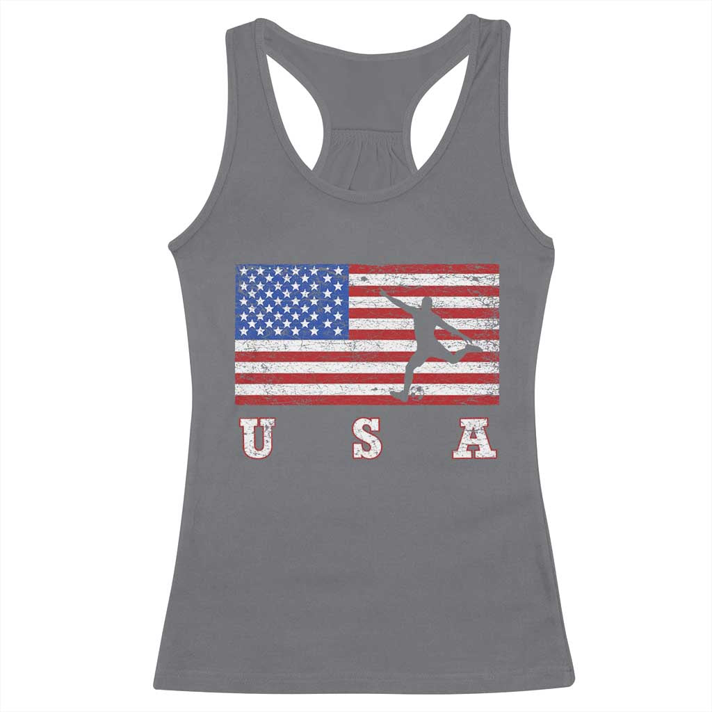 Patriotic Soccer Racerback Tank Top USA American Flag Team TS11 Charcoal Print Your Wear
