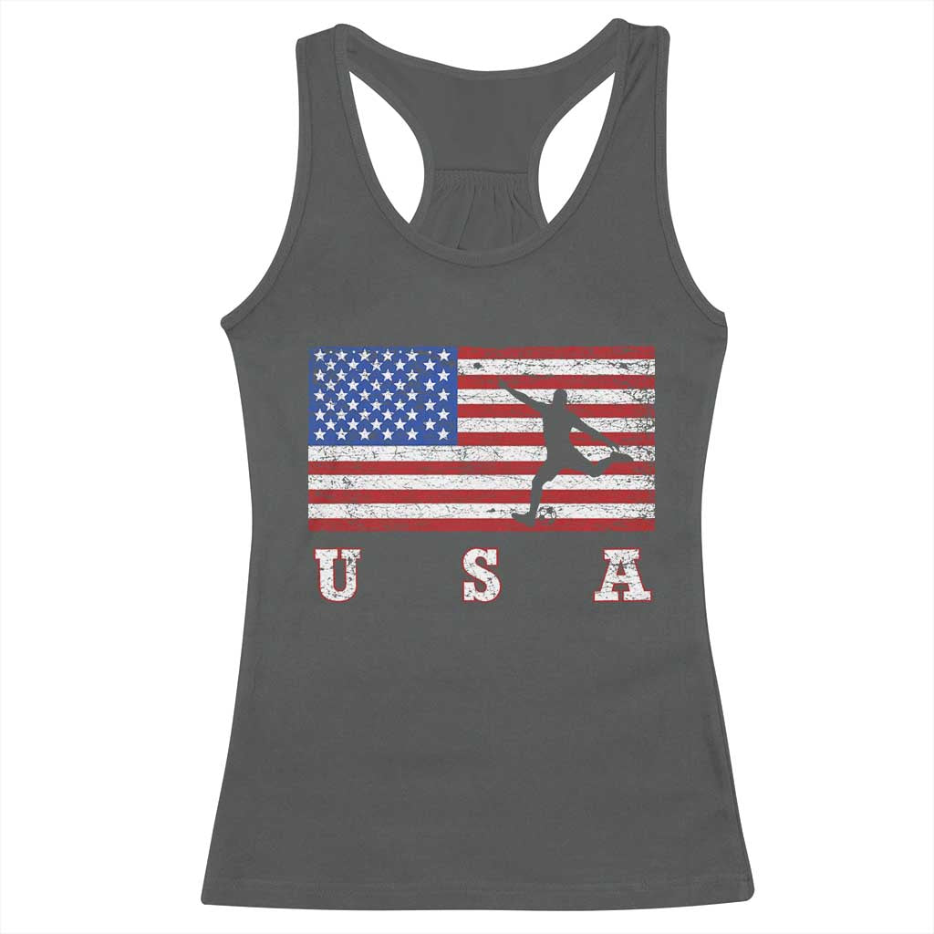 Patriotic Soccer Racerback Tank Top USA American Flag Team TS11 Dark Heather Print Your Wear