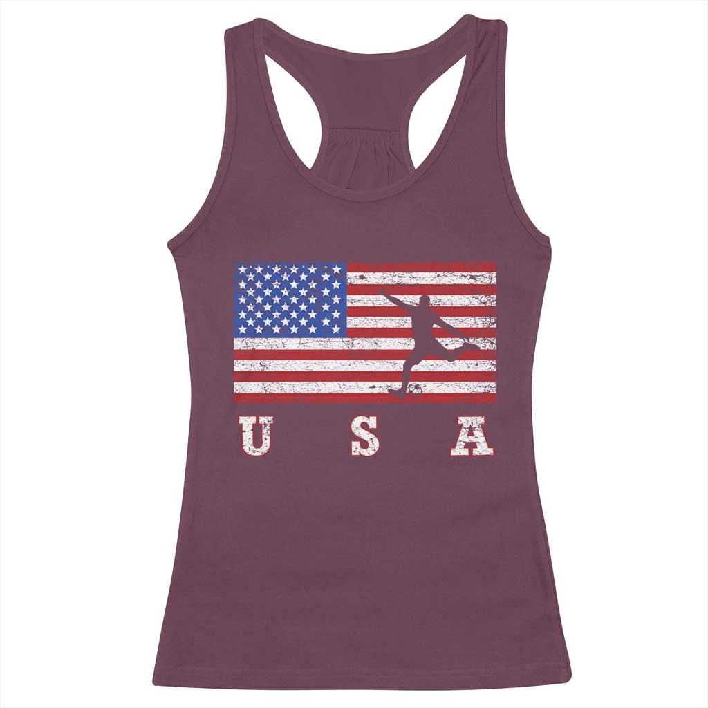 Patriotic Soccer Racerback Tank Top USA American Flag Team TS11 Maroon Print Your Wear