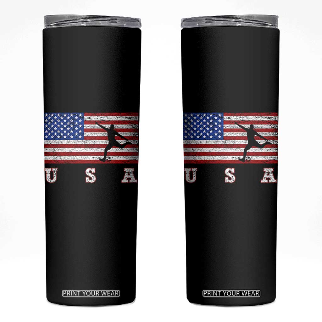 Patriotic Soccer Skinny Tumbler USA American Flag Team TS11 Black Print Your Wear