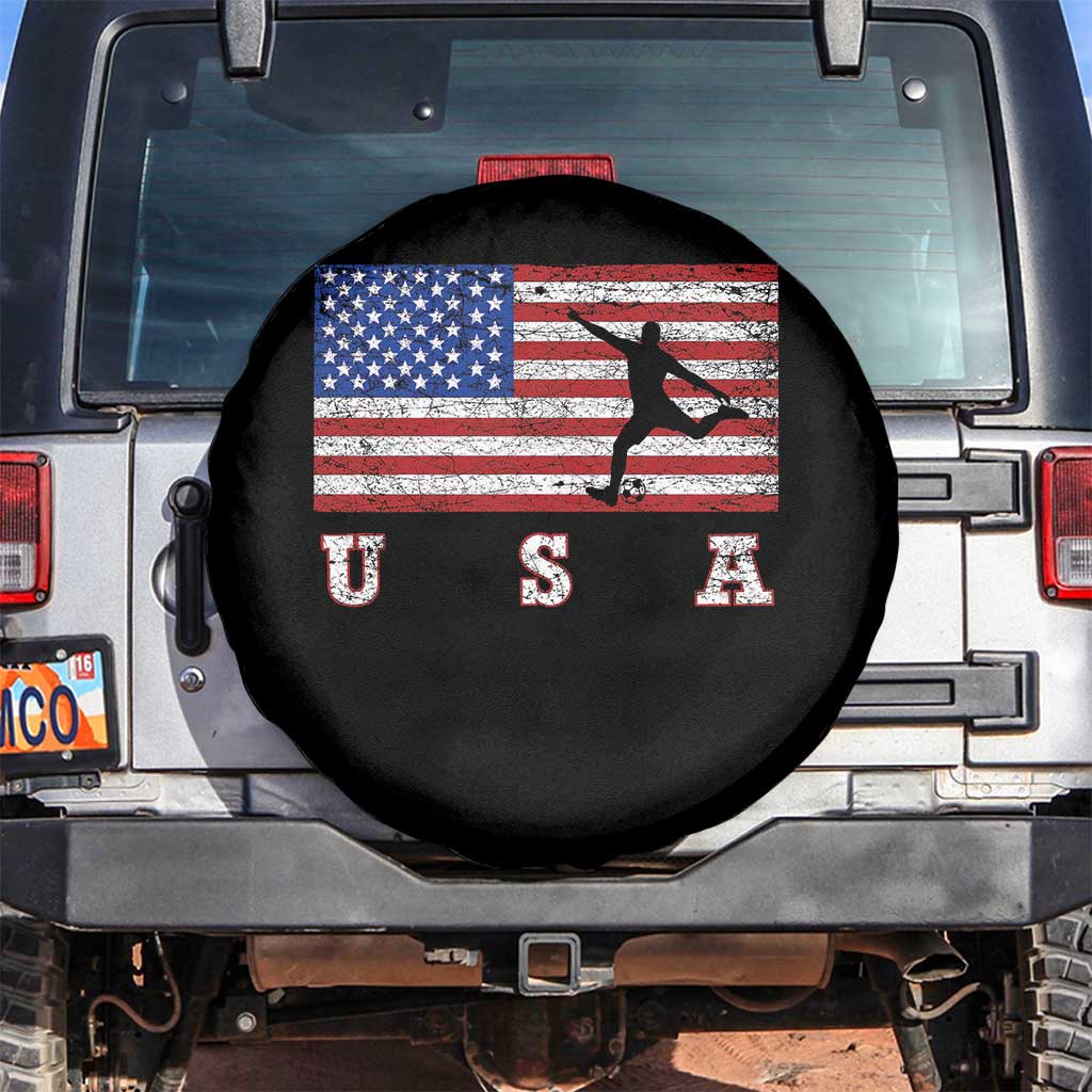 Patriotic Soccer Spare Tire Cover USA American Flag Team TS11 No hole Black Print Your Wear