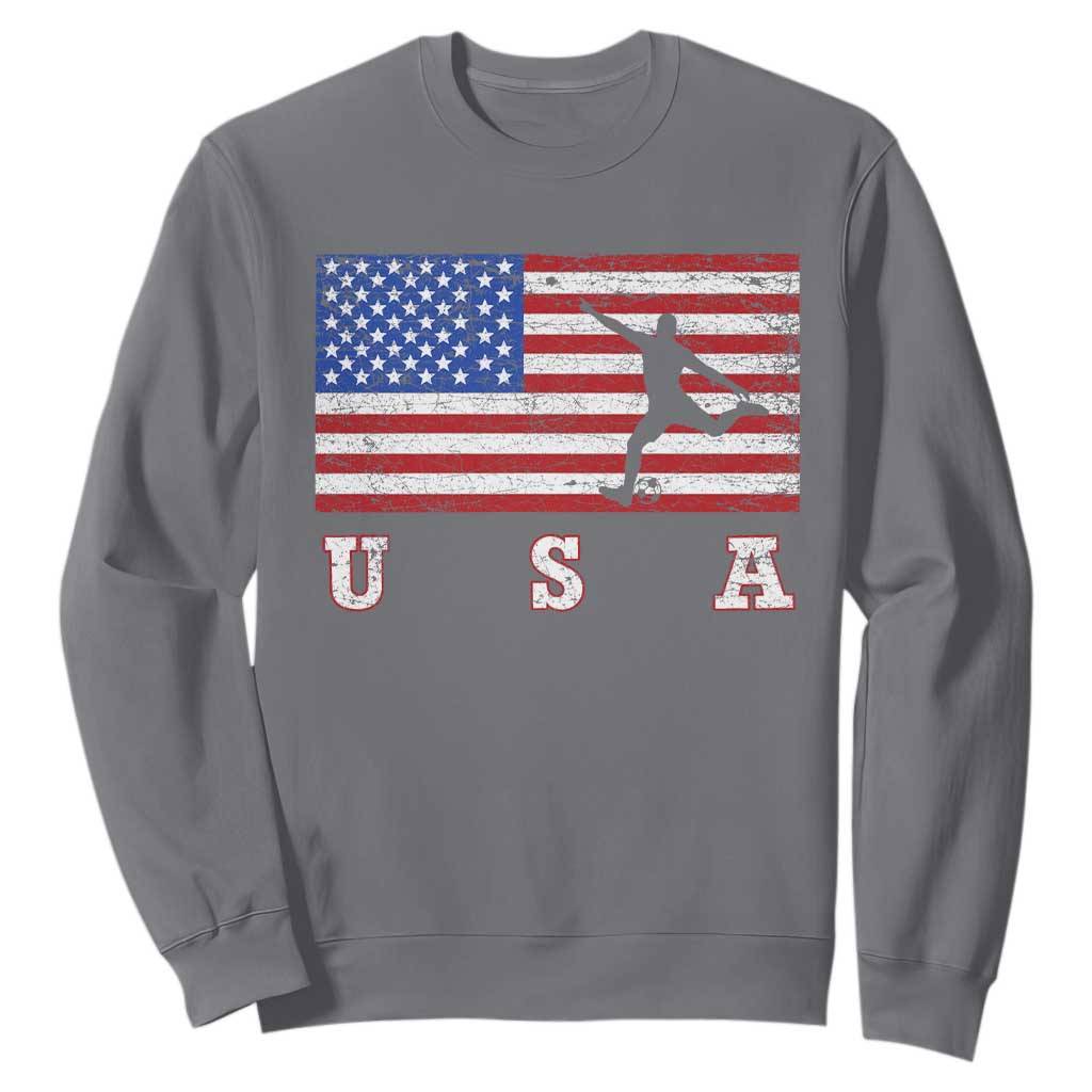 Patriotic Soccer Sweatshirt USA American Flag Team TS11 Charcoal Print Your Wear