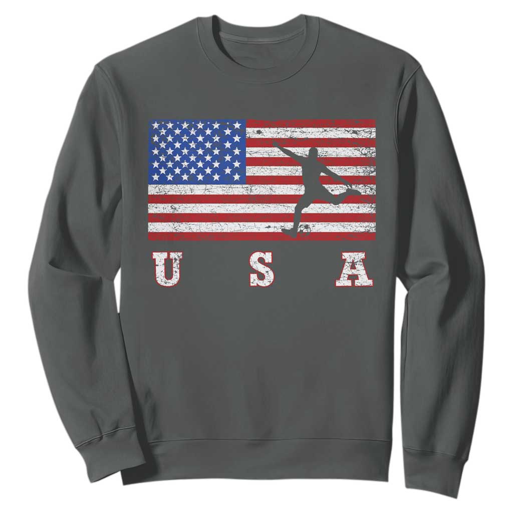 Patriotic Soccer Sweatshirt USA American Flag Team TS11 Dark Heather Print Your Wear