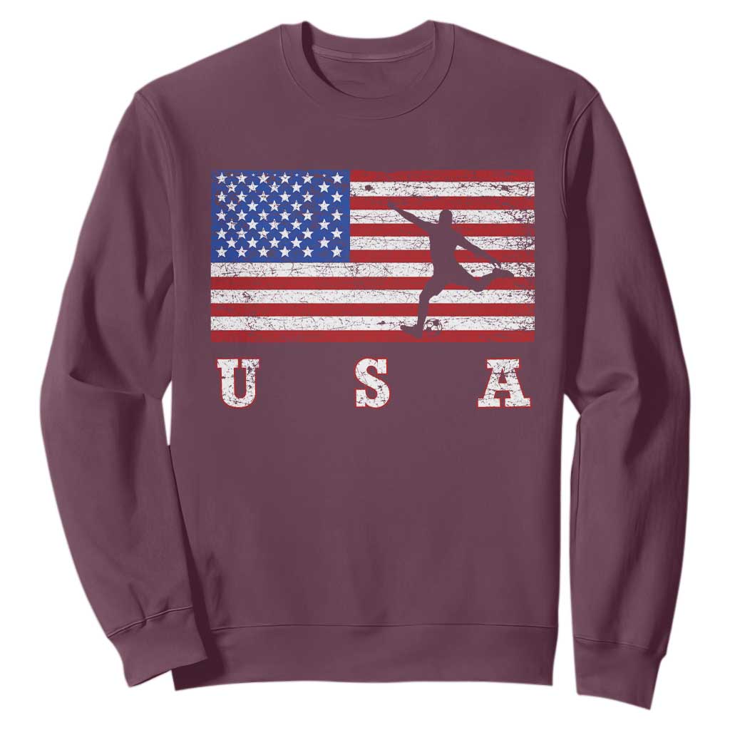 Patriotic Soccer Sweatshirt USA American Flag Team TS11 Maroon Print Your Wear
