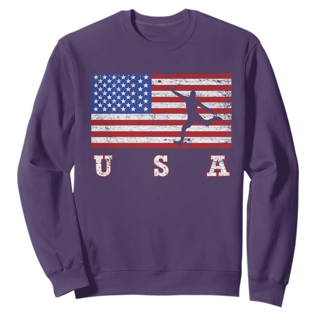 Patriotic Soccer Sweatshirt USA American Flag Team TS11 Purple Print Your Wear