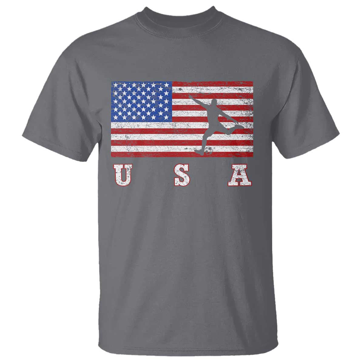 Patriotic Soccer T Shirt USA American Flag Team TS11 Charcoal Print Your Wear