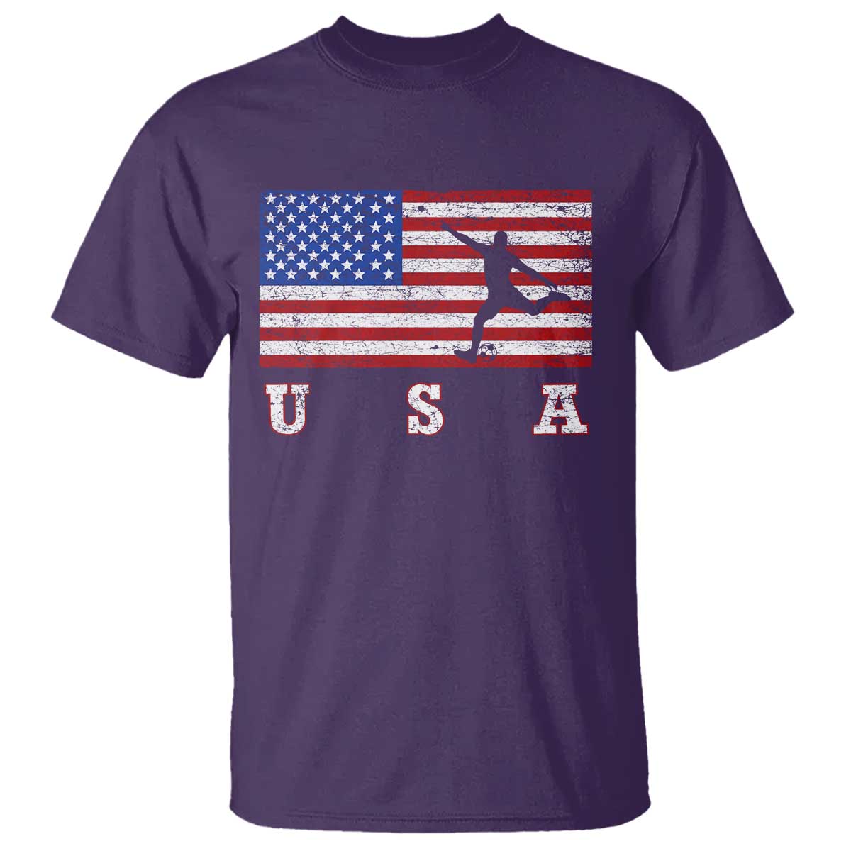 Patriotic Soccer T Shirt USA American Flag Team TS11 Purple Print Your Wear