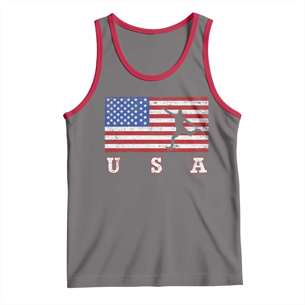 Patriotic Soccer Tank Top USA American Flag Team TS11 Deep Heather Red Print Your Wear