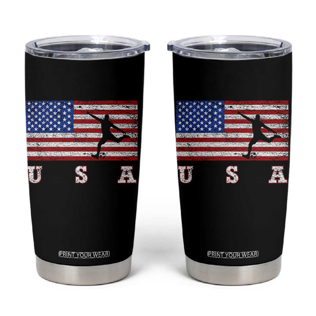 Patriotic Soccer Tumbler Cup USA American Flag Team TS11 Black Print Your Wear