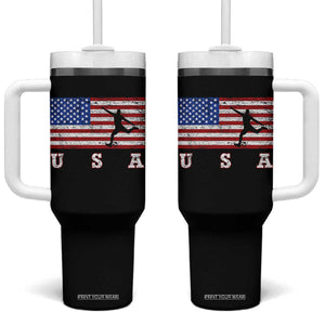 Patriotic Soccer Tumbler With Handle USA American Flag Team TS11 One Size: 40 oz Black Print Your Wear
