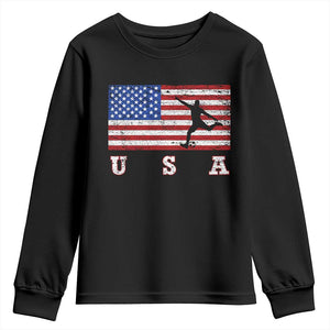 Patriotic Soccer Youth Sweatshirt USA American Flag Team TS11 Black Print Your Wear