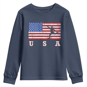Patriotic Soccer Youth Sweatshirt USA American Flag Team TS11 Navy Print Your Wear