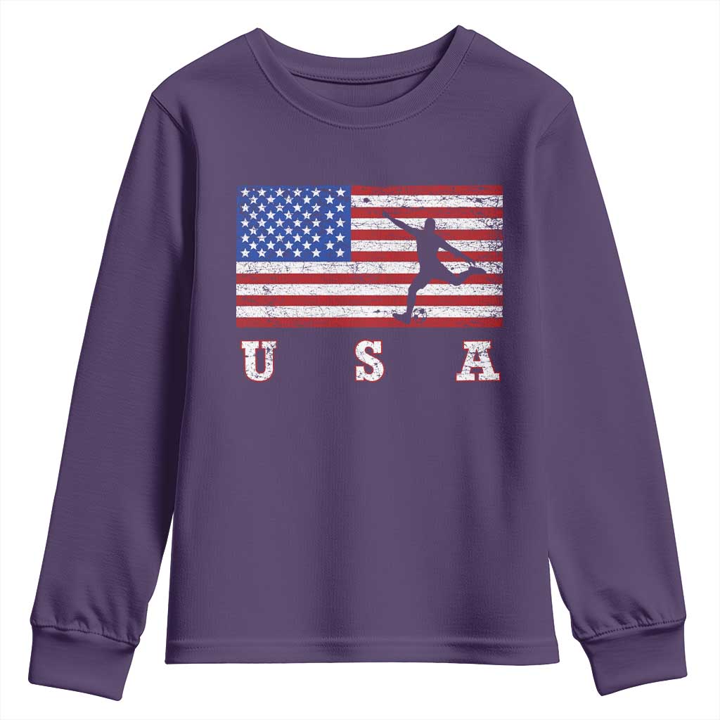Patriotic Soccer Youth Sweatshirt USA American Flag Team TS11 Purple Print Your Wear