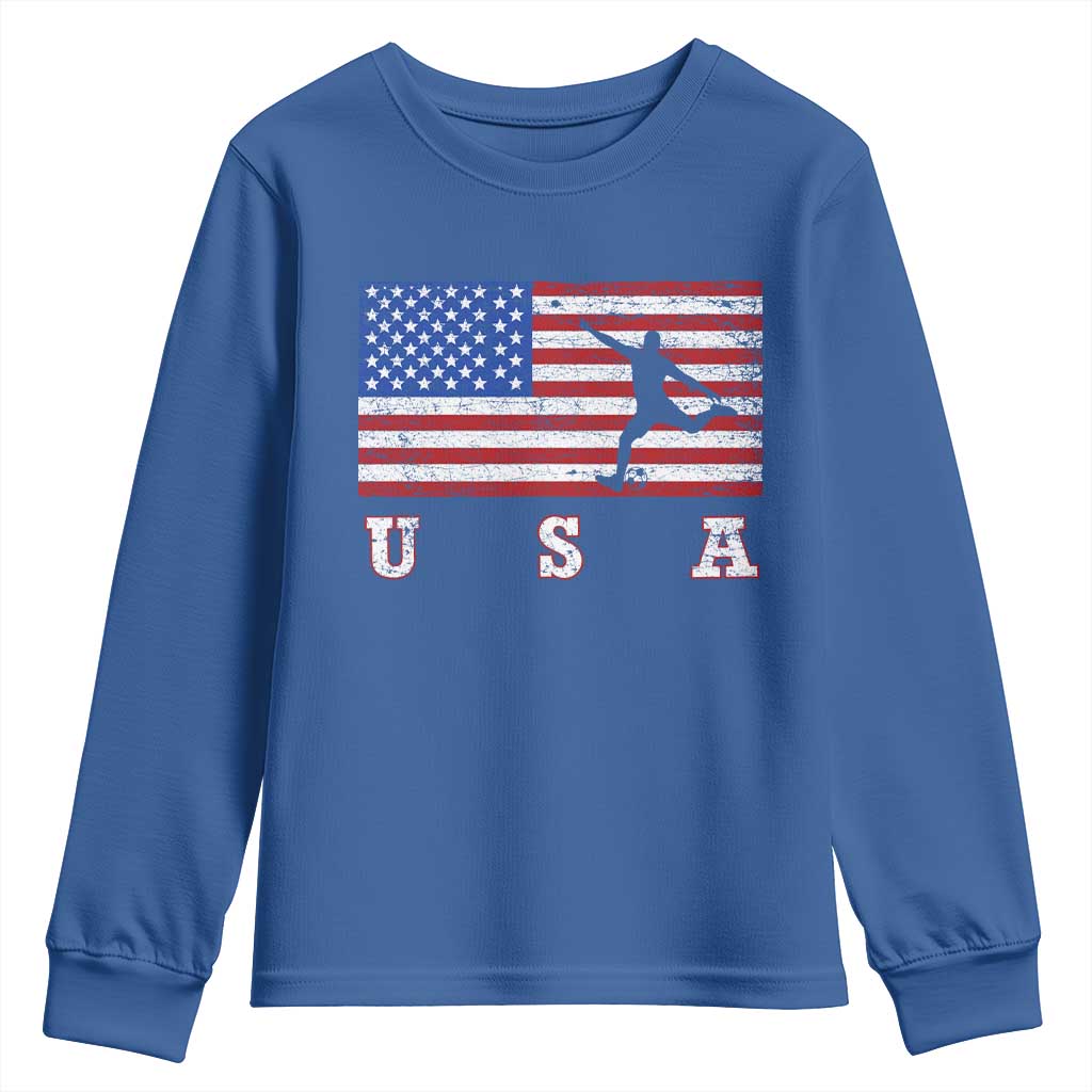 Patriotic Soccer Youth Sweatshirt USA American Flag Team TS11 Royal Blue Print Your Wear