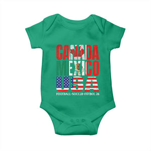 Soccer Lover Baby Onesie Canada Mexico USA Pride Football Futbol 2026 TS11 Irish Green Print Your Wear