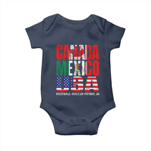 Soccer Lover Baby Onesie Canada Mexico USA Pride Football Futbol 2026 TS11 Navy Print Your Wear