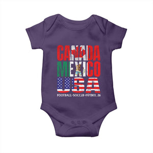 Soccer Lover Baby Onesie Canada Mexico USA Pride Football Futbol 2026 TS11 Purple Print Your Wear