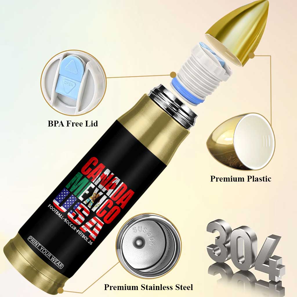 Soccer Lover Bullet Tumbler Canada Mexico USA Pride Football Futbol 2026 TS11 Print Your Wear