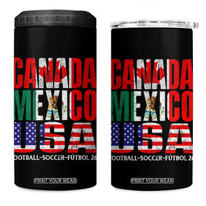 Soccer Lover 4 in 1 Can Cooler Tumbler Canada Mexico USA Pride Football Futbol 2026 TS11 One Size: 16 oz Black Print Your Wear