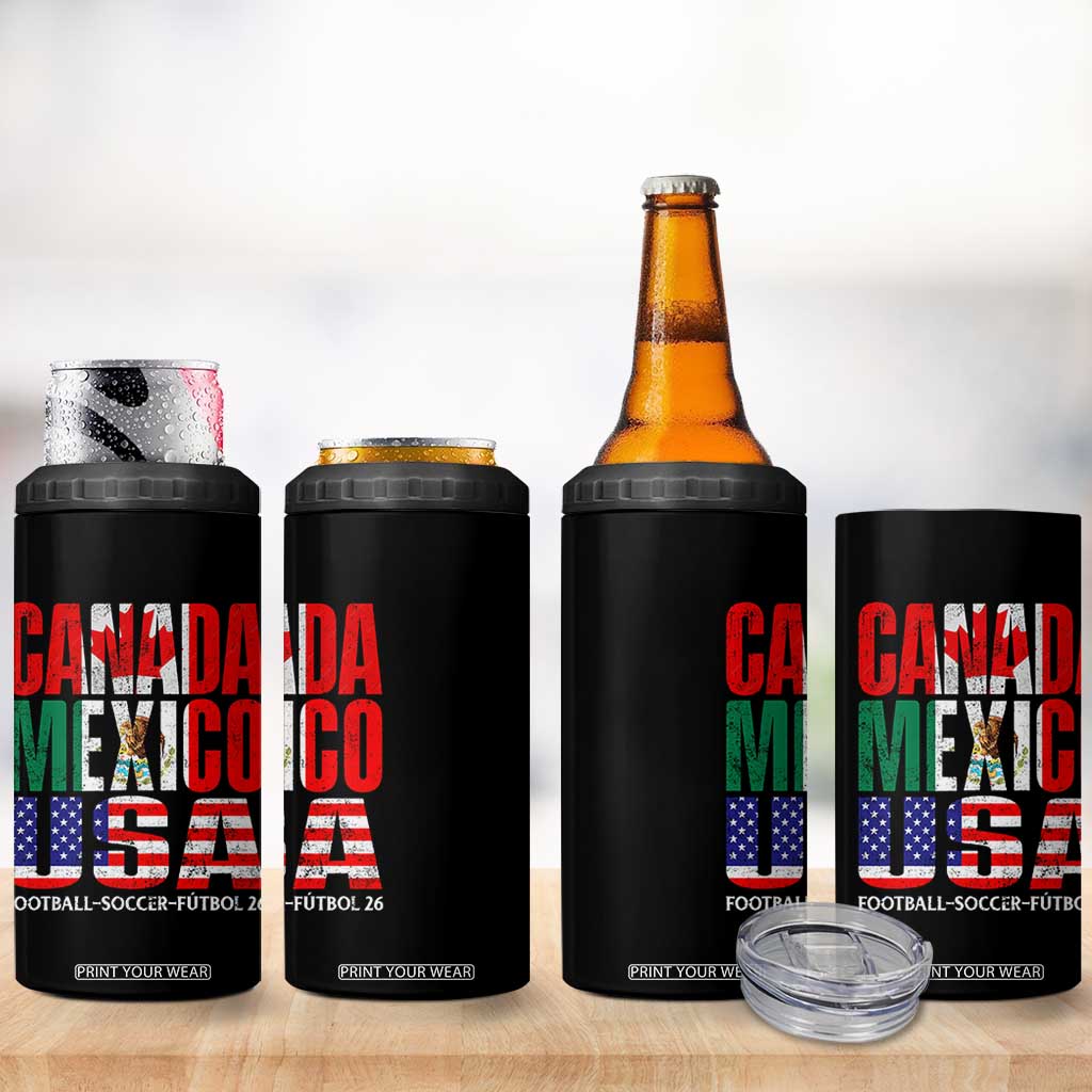 Soccer Lover 4 in 1 Can Cooler Tumbler Canada Mexico USA Pride Football Futbol 2026 TS11 Print Your Wear