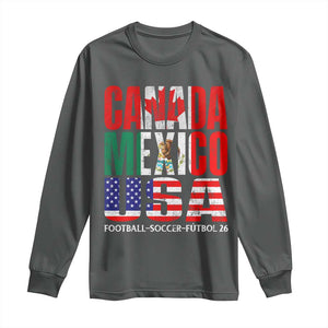 Soccer Lover Long Sleeve Shirt Canada Mexico USA Pride Football Futbol 2026 TS11 Dark Heather Print Your Wear