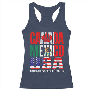 Soccer Lover Racerback Tank Top Canada Mexico USA Pride Football Futbol 2026 TS11 Navy Print Your Wear