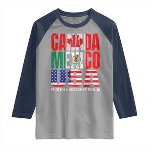 Soccer Lover Raglan Shirt Canada Mexico USA Pride Football Futbol 2026 TS11 Sport Gray Navy Print Your Wear