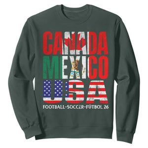 Soccer Lover Sweatshirt Canada Mexico USA Pride Football Futbol 2026 TS11 Dark Forest Green Print Your Wear