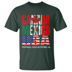Soccer Lover T Shirt Canada Mexico USA Pride Football Futbol 2026 TS11 Dark Forest Green Print Your Wear