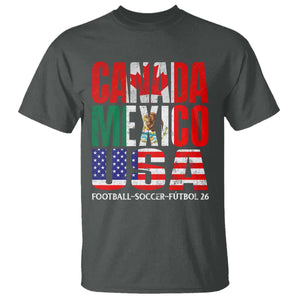 Soccer Lover T Shirt Canada Mexico USA Pride Football Futbol 2026 TS11 Dark Heather Print Your Wear