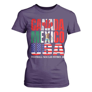 Soccer Lover T Shirt For Women Canada Mexico USA Pride Football Futbol 2026 TS11 Purple Print Your Wear