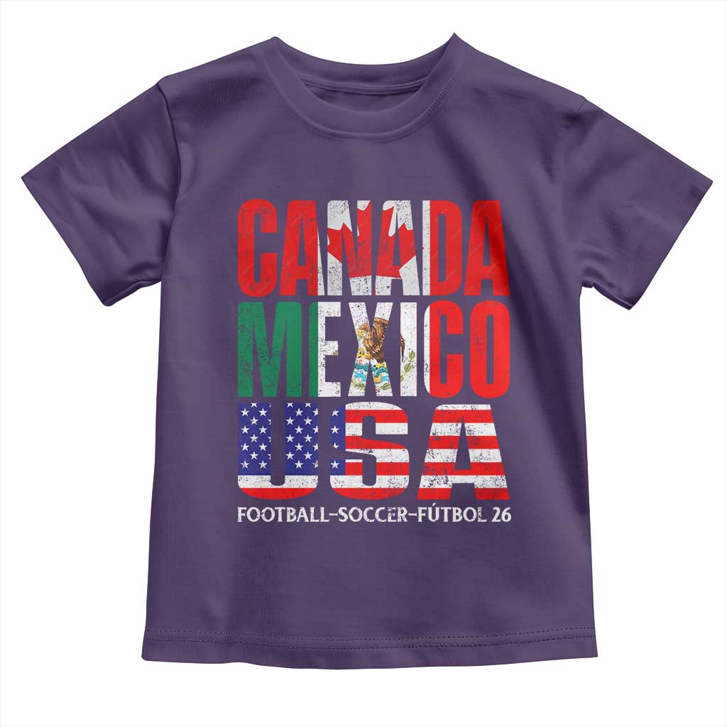 Soccer Lover Toddler T Shirt Canada Mexico USA Pride Football Futbol 2026 TS11 Purple Print Your Wear