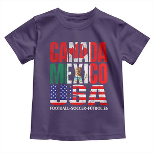Soccer Lover Toddler T Shirt Canada Mexico USA Pride Football Futbol 2026 TS11 Purple Print Your Wear