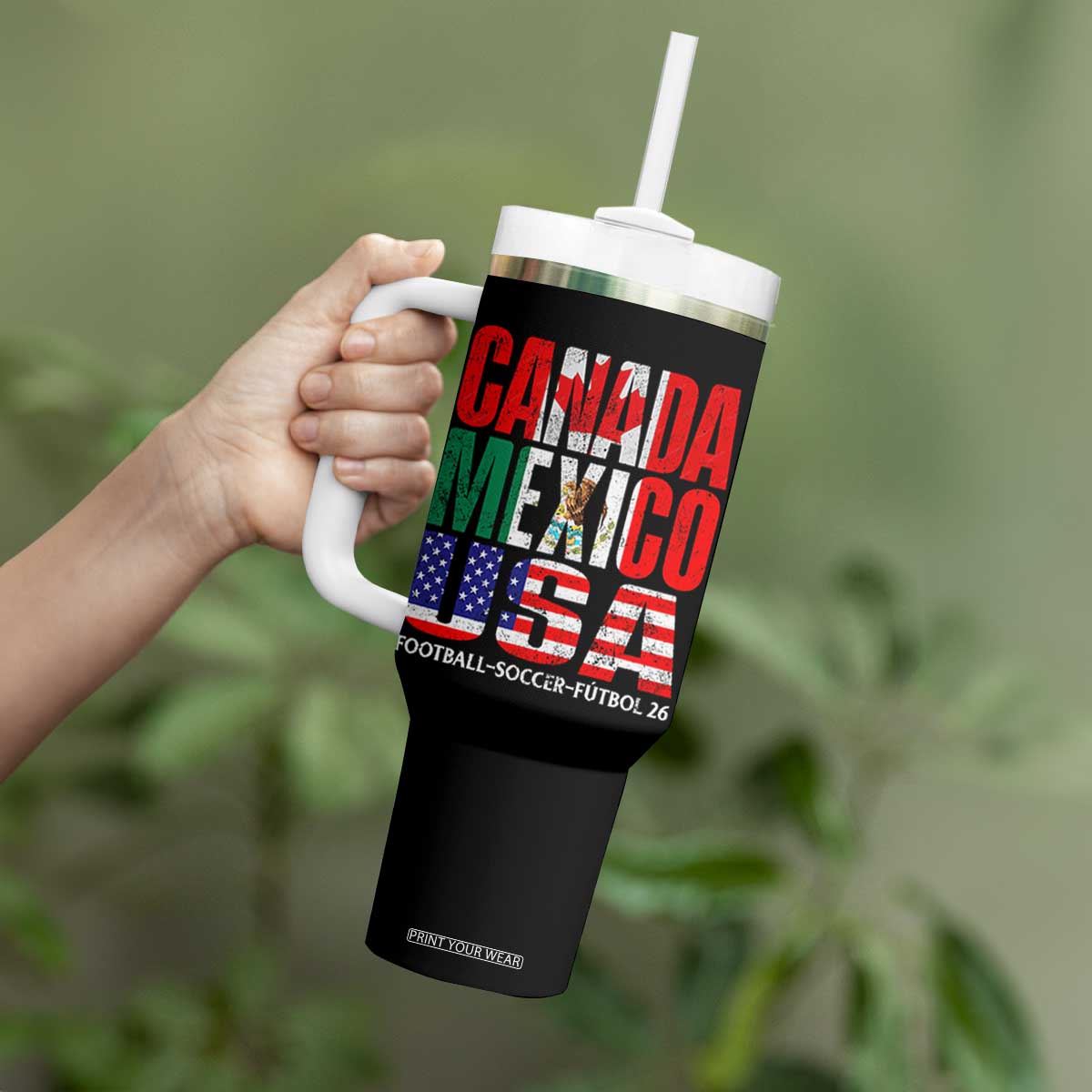 Soccer Lover Tumbler With Handle Canada Mexico USA Pride Football Futbol 2026 TS11 Print Your Wear