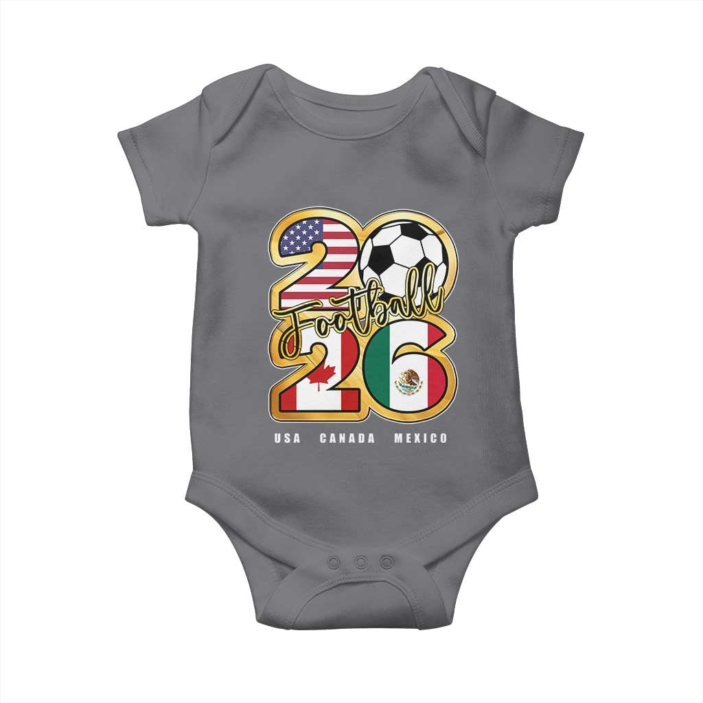 Soccer Football Lover Baby Onesie USA Canada Mexico Pride 2026 TS11 Charcoal Print Your Wear