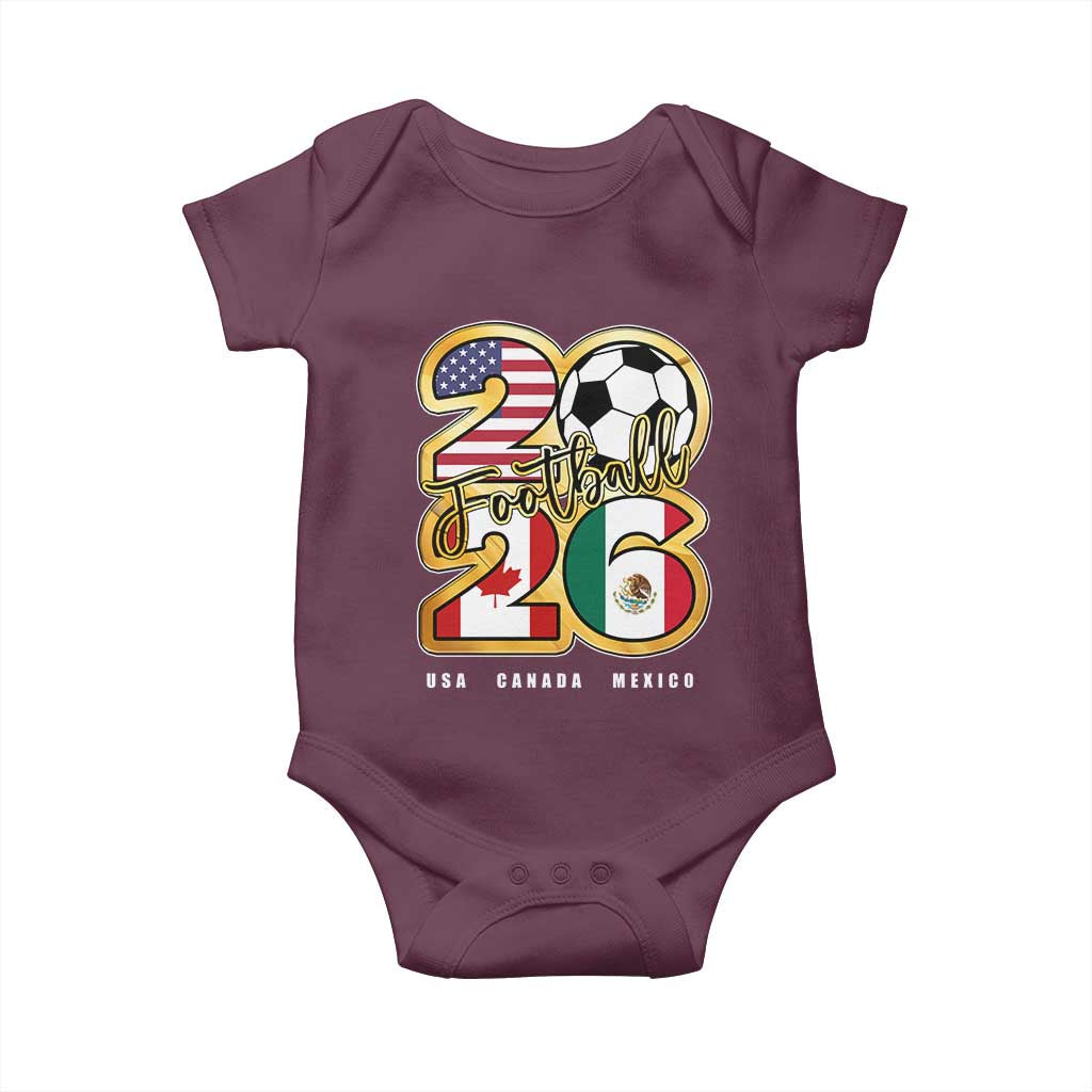 Soccer Football Lover Baby Onesie USA Canada Mexico Pride 2026 TS11 Maroon Print Your Wear