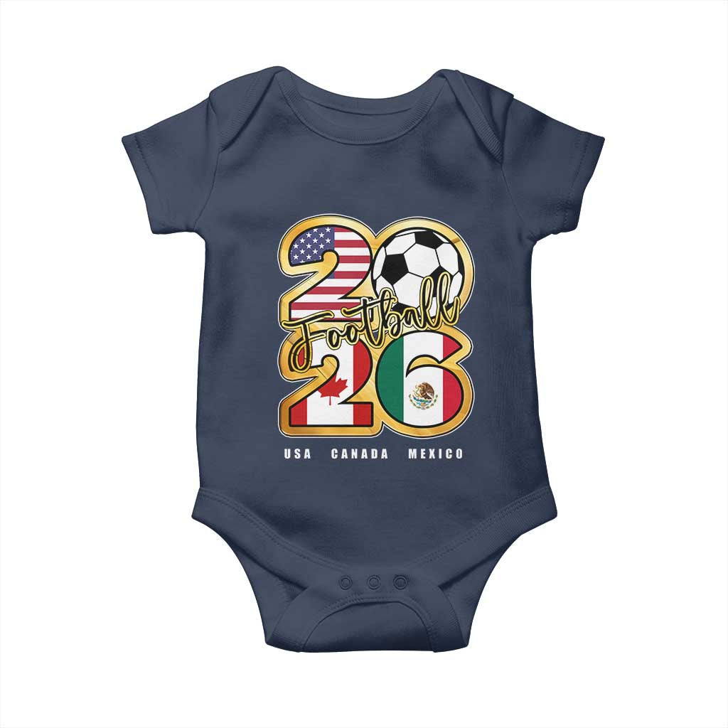 Soccer Football Lover Baby Onesie USA Canada Mexico Pride 2026 TS11 Navy Print Your Wear