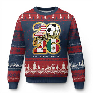 Soccer Football Lover Ugly Christmas Sweater USA Canada Mexico Pride 2026 TS11 Navy Red Print Your Wear