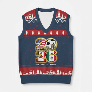 Soccer Football Lover V-Neck Knit Sweater Vest USA Canada Mexico Pride 2026 TS11 Navy Red Print Your Wear