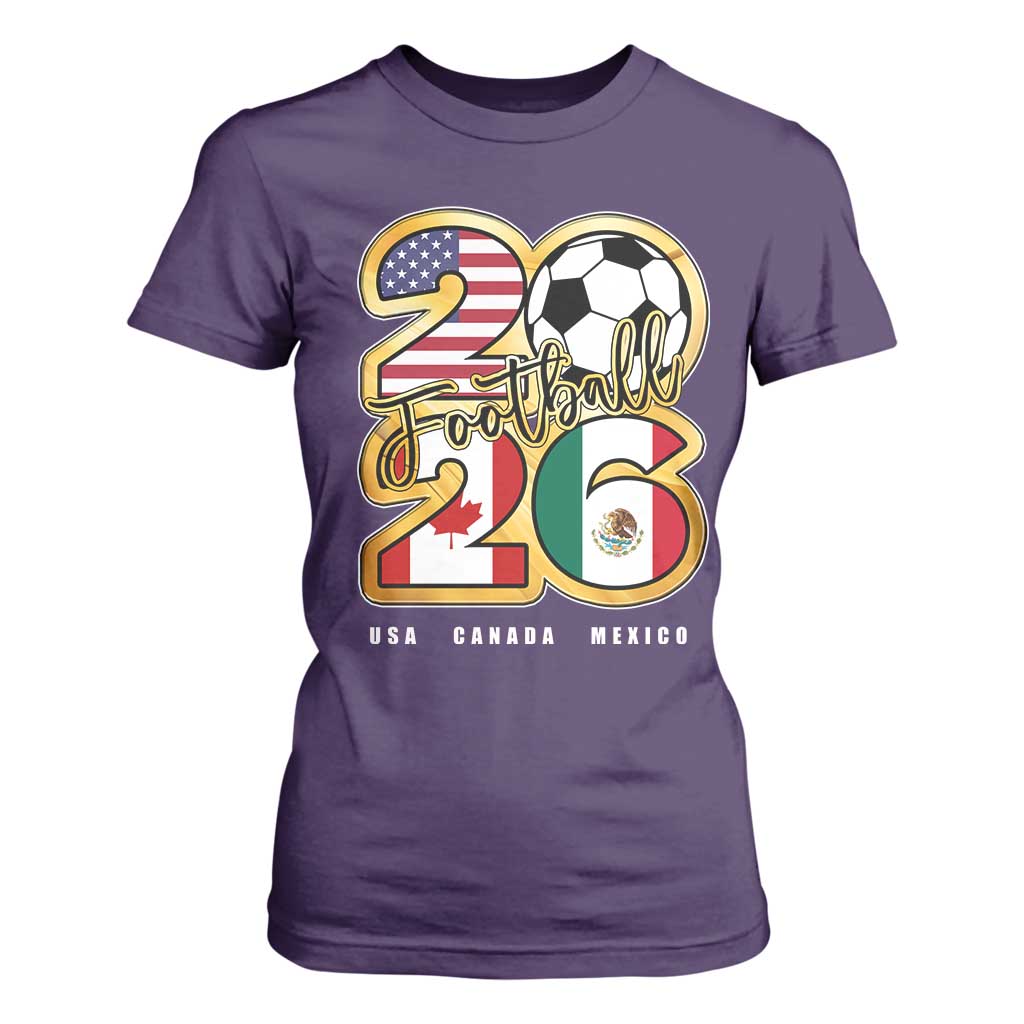 Soccer Football Lover T Shirt For Women USA Canada Mexico Pride 2026 TS11 Purple Print Your Wear
