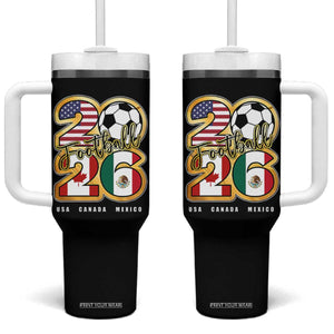 Soccer Football Lover Tumbler With Handle USA Canada Mexico Pride 2026 TS11 One Size: 40 oz Black Print Your Wear