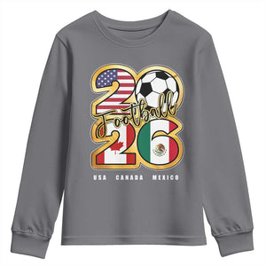 Soccer Football Lover Youth Sweatshirt USA Canada Mexico Pride 2026 TS11 Charcoal Print Your Wear