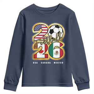 Soccer Football Lover Youth Sweatshirt USA Canada Mexico Pride 2026 TS11 Navy Print Your Wear