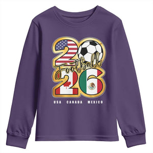 Soccer Football Lover Youth Sweatshirt USA Canada Mexico Pride 2026 TS11 Purple Print Your Wear