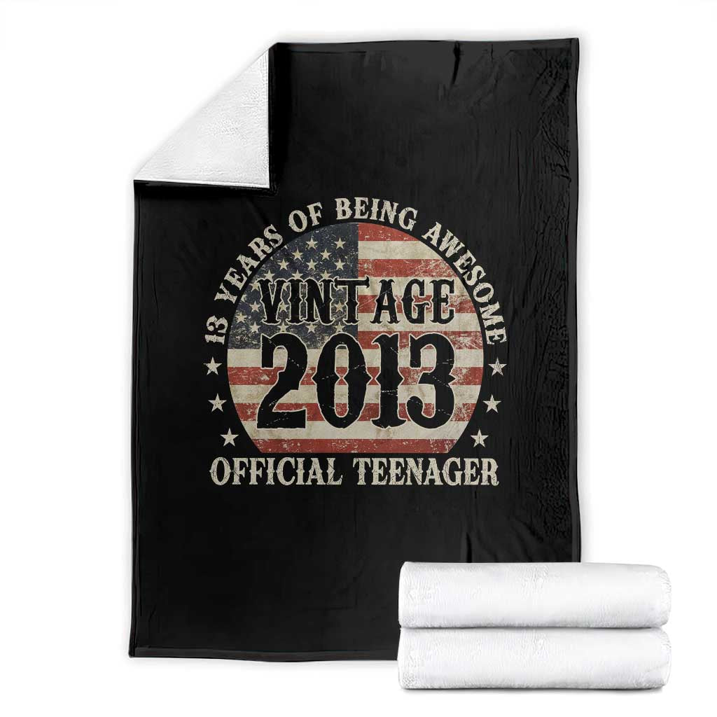 13th Birthday 2026 Throw Blanket Vintage 2013 Official Teenager 13 Years Of Being Awesome TS11 Black Print Your Wear