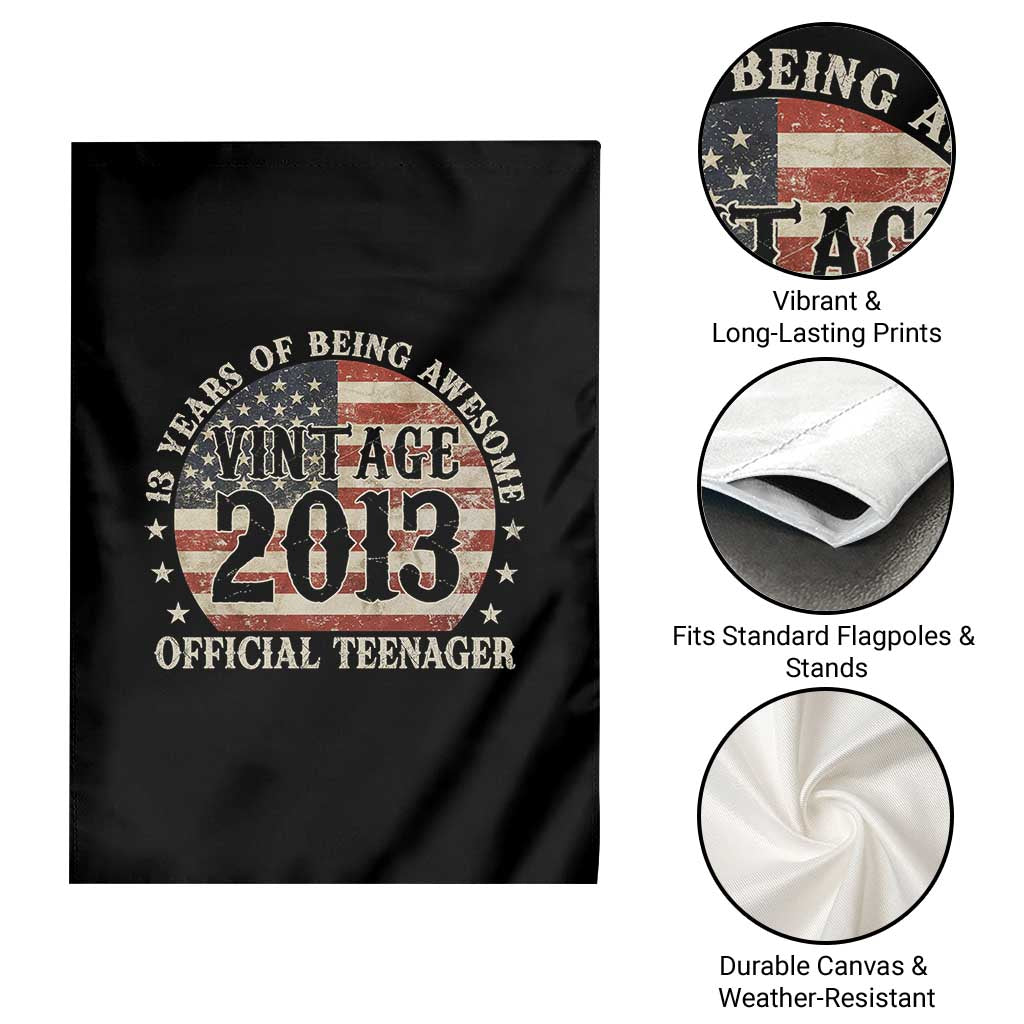 13th Birthday 2026 Garden Flag Vintage 2013 Official Teenager 13 Years Of Being Awesome TS11 Print Your Wear