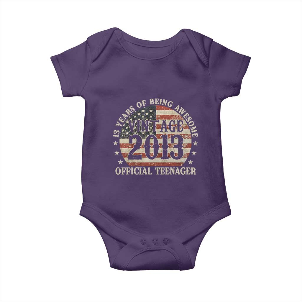 13th Birthday 2026 Baby Onesie Vintage 2013 Official Teenager 13 Years Of Being Awesome TS11 Purple Print Your Wear